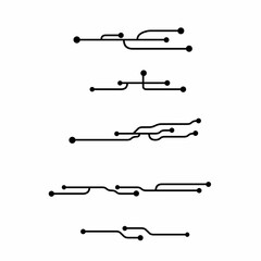 circuit line icons set, minimalist network connection vector design isolated on white background