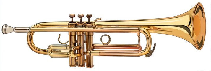 Obraz premium Trumpet Clipart. Melody of a Cute Musical Instrument for Musicians
