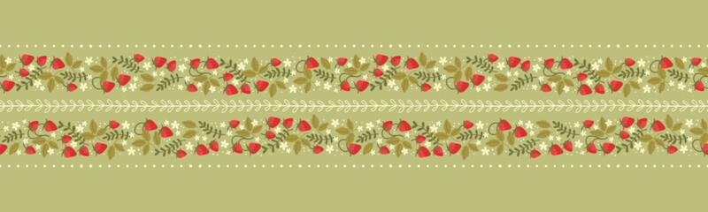 Cute hand drawn strawberry seamless pattern, lovely floral background, great for textiles, banners, wallpapers, wrapping - vector design © TALVA
