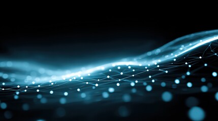 Abstract Blue Network Background With Glowing Lines And Dots