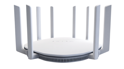 White wireless router with multiple antennas