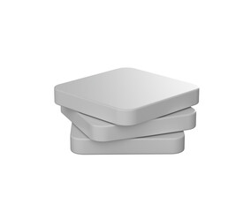 A stack of smooth, white square blocks, arranged symmetrically in a modern style. 3d illustration