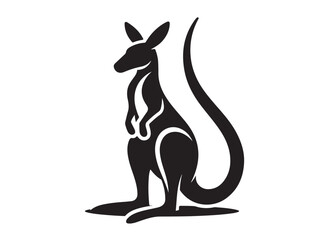 kangaroo logo silhouette vector, kangaroo logo vector illustration, wallaby logo vector silhouette, animal silhouette vector, wild animals kangaroo logo silhouette vector on white background.