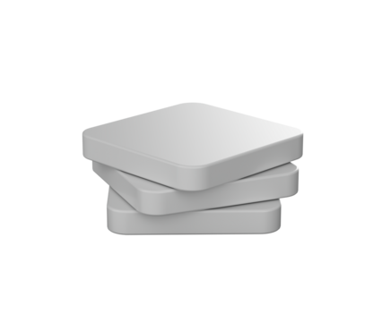 A stack of smooth, white square blocks, arranged symmetrically in a modern style. 3d illustration