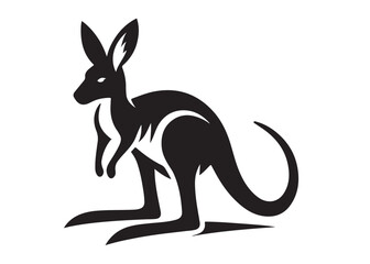 kangaroo logo silhouette vector, kangaroo logo vector illustration, wallaby logo vector silhouette, animal silhouette vector, wild animals kangaroo logo silhouette vector on white background.