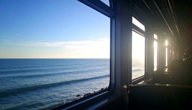 Ocean view from train