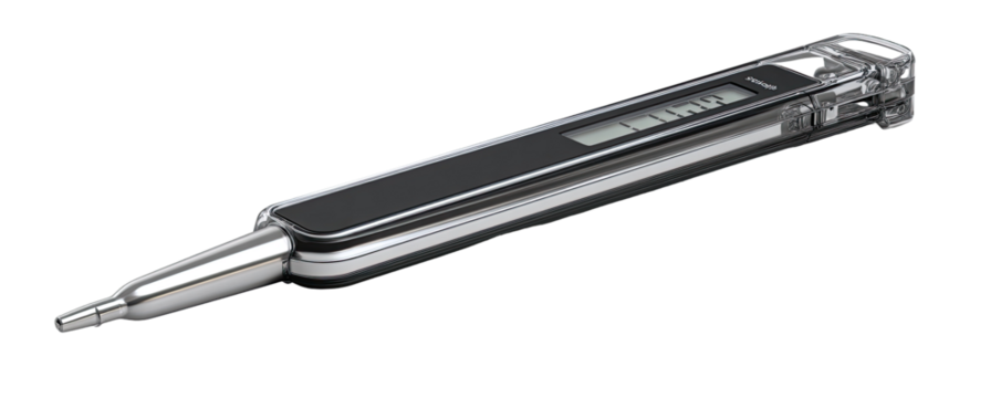 Sleek, angled, digital device