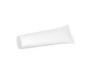 Blank white cosmetic cream tube mockup on black for branding. 3d illustration