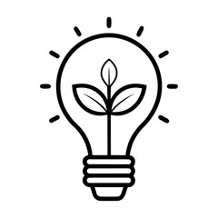 Vector art of green plant growing inside a lightbulb
