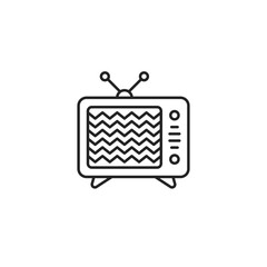 retro thin line television icon with interference
