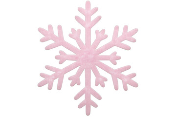 Pink snowflake shining on transparent background for winter projects