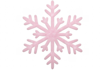 Pink snowflake shining on transparent background for winter projects