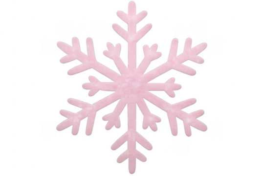 Pink snowflake shining on transparent background for winter projects
