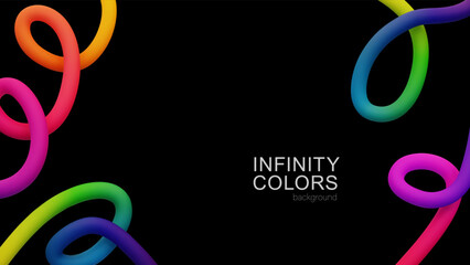 Fototapeta premium Colorful Infinity Gradient Lines on Black Background