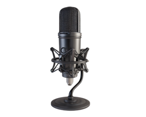 Dark, studio microphone on stand