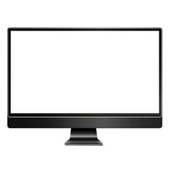  Black computer monitor with a white screen