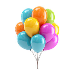 Vibrant balloon bunch, party colors on black