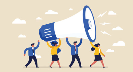 Team communication, message amplification, business advocacy, collective voice, collaboration, unity, marketing concept, shared purpose, leadership, outreach