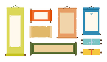 Korean traditional scrolls and rolls of paper illustration. Scrolls for calligraphy,art pieces and letter.
