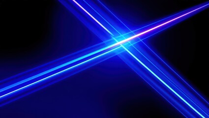 Intersecting blue and purple light streaks against a dark background create a modern aesthetic