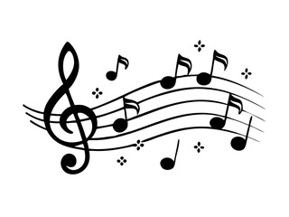 Decorative Musical Notes Vector – Flowing Music Staff and Symbols" vector bundle
