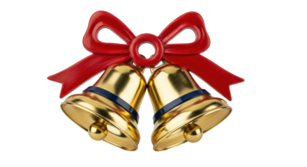 Isolated Christmas Bells with Red Bow Decoration
