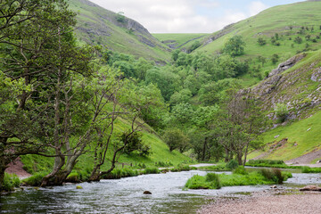 The River Dove near Thorpe Cloud, Peak District, Derbyshire, England