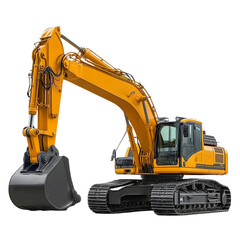 yellow excavator showcasing heavy machinery at a construction site on transparent background