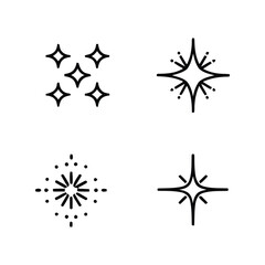 Sparkle starburst glow shine sparkle elements icon set clean line art graphics vector