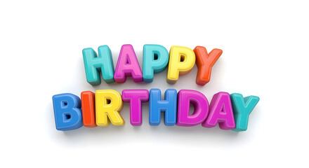 Naklejka premium Beautiful 3D Happy Birthday colorful typography with balloons hearts confetti and festive decorative elements for celebration