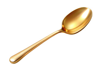 Golden color Spoon isolated on a white or transparent background.
