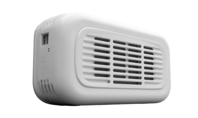 White portable device with ventilation