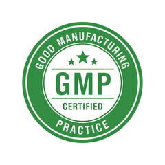 Gmp certified good manufacturing practice quality assurance seal label badge emblem vector