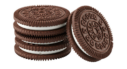 Isolated Stack of Chocolate Cookies with Cream Filling