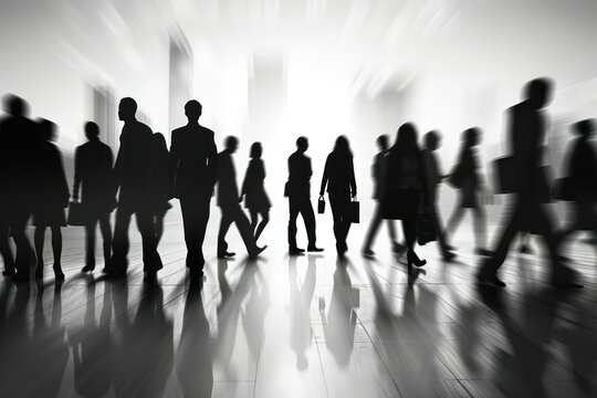 Fototapeta Silhouette walking motion people.