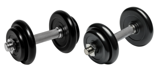 Elegant Black Dumbbell Fitness Equipment on transparent background