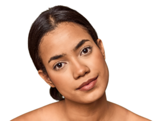 Happy young Filipino woman in studio