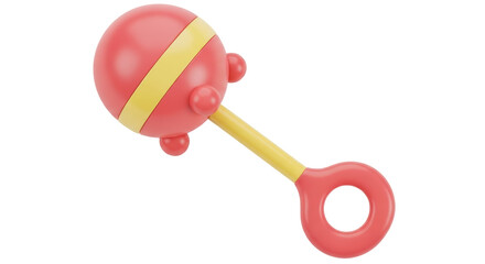 Isolated Pink and Yellow Baby Rattle Toy