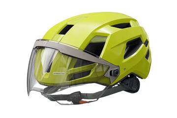 Fototapeta premium Bright lime-green bike helmet with clear face shield