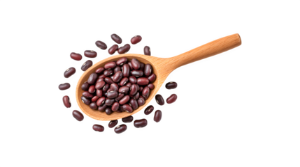 Azuki beans displayed in a wooden spoon for culinary photography
