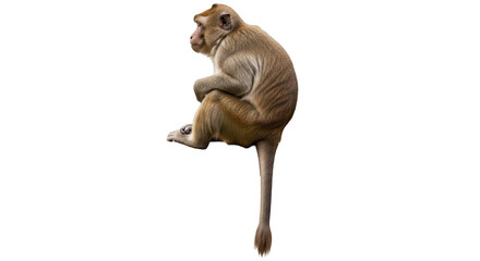 Isolated Sitting Brown Monkey