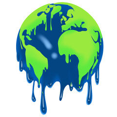 Global warming, climate change world illustration, Graphic illustration of a melting earth.