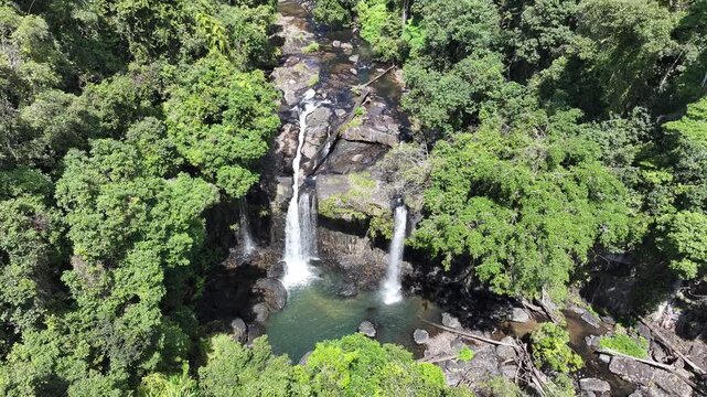 Aerial footage of Tchupala Falls Queensland Australia