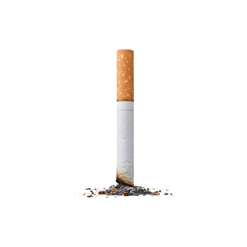 A broken cigarette with scattered ashes
