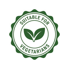 Vegetarian food seal stamp healthy natural ingredients certified product label emblem vector