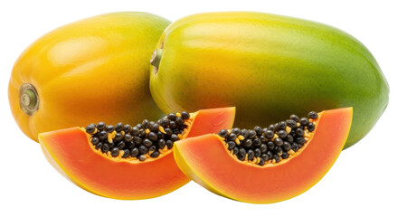 Isolated Papaya Fruit Slice
