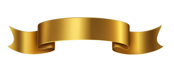 Gold banner ribbon isolated on a transparent background as a cutout PNG file