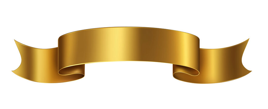 Gold banner ribbon isolated on a transparent background as a cutout PNG file - Powered by Adobe