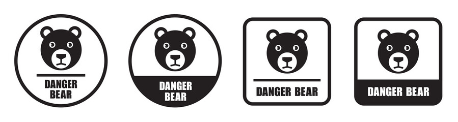 Danger bear warning sign icon, vector illustration