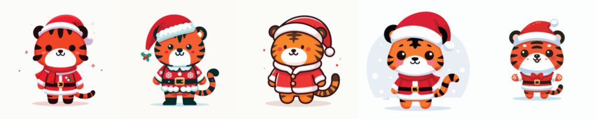 cute tiger in Christmas costume